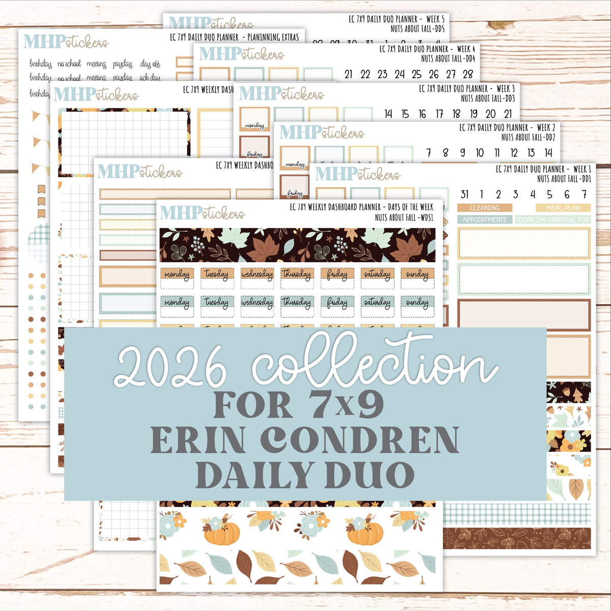 NOVEMBER Daily Duo Sticker Kit for 7x9 Erin Condren Planners. 2026 Collection "Nuts About Fall" || ECDD