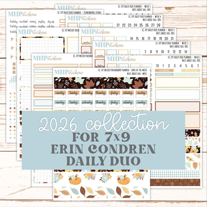 NOVEMBER Daily Duo Sticker Kit for 7x9 Erin Condren Planners. 2026 Collection "Nuts About Fall" || ECDD