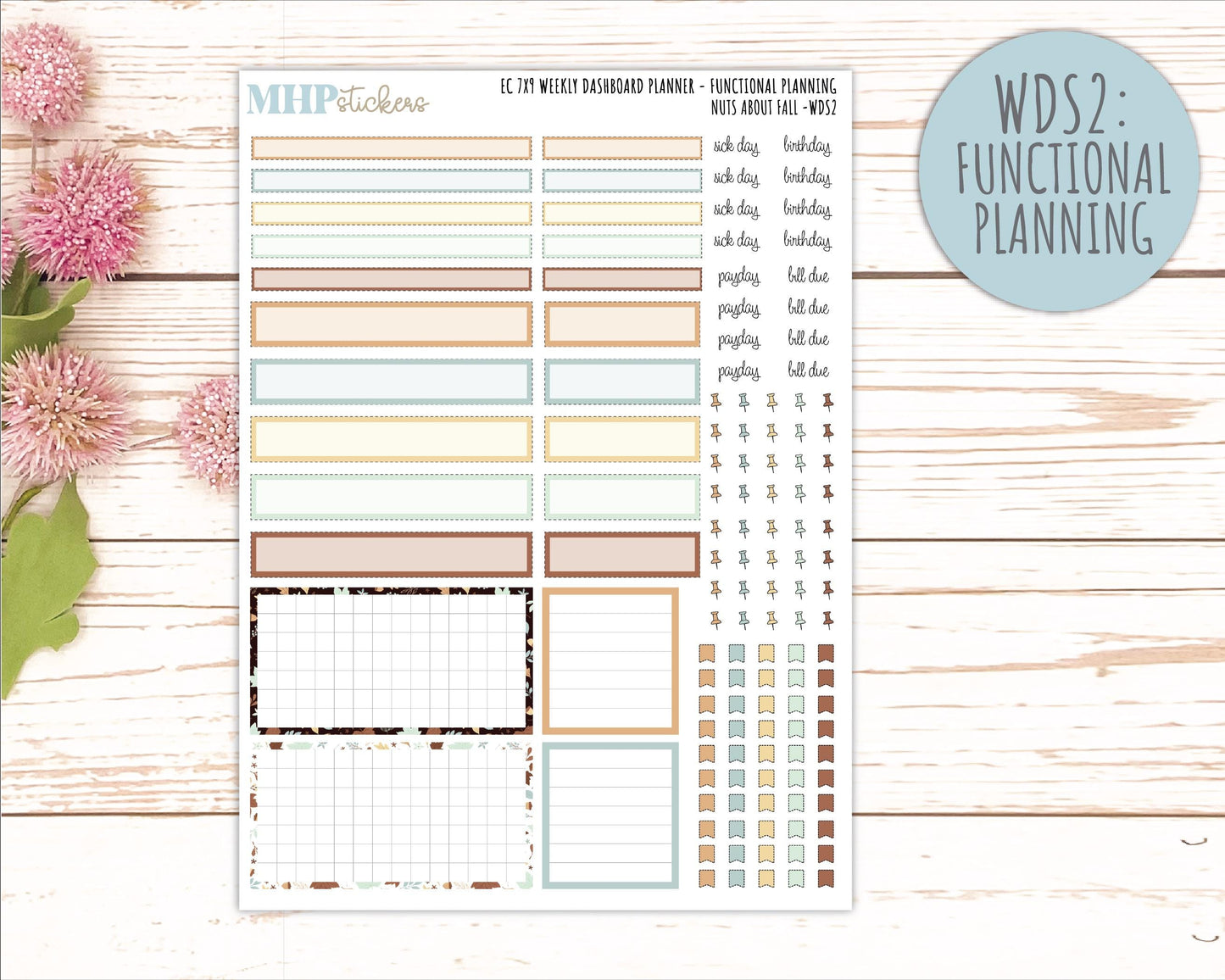 NOVEMBER Daily Duo Sticker Kit for 7x9 Erin Condren Planners. 2026 Collection "Nuts About Fall" || ECDD