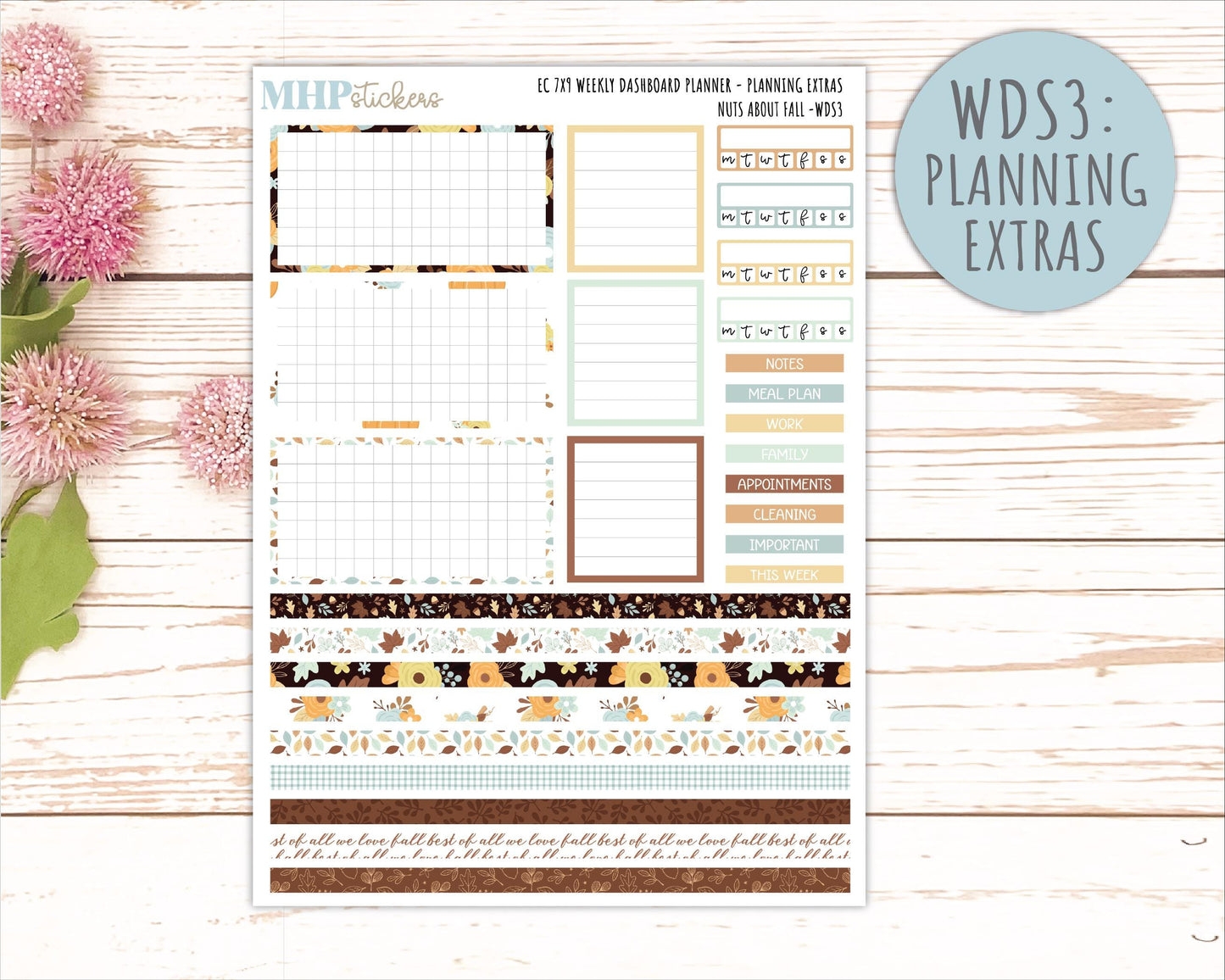 NOVEMBER Daily Duo Sticker Kit for 7x9 Erin Condren Planners. 2026 Collection "Nuts About Fall" || ECDD