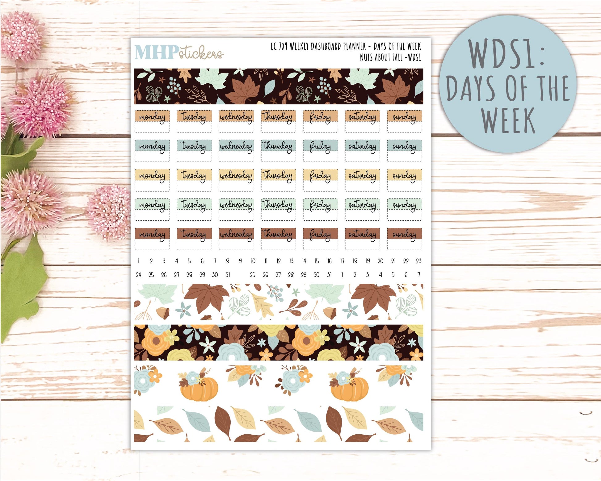 NOVEMBER Daily Duo Sticker Kit for 7x9 Erin Condren Planners. 2026 Collection "Nuts About Fall" || ECDD