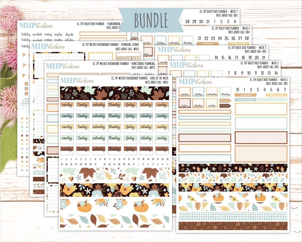 NOVEMBER Daily Duo Sticker Kit for 7x9 Erin Condren Planners. 2026 Collection "Nuts About Fall" || ECDD