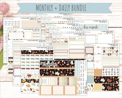 NOVEMBER Daily Duo Sticker Kit for 7x9 Erin Condren Planners. 2026 Collection "Nuts About Fall" || ECDD