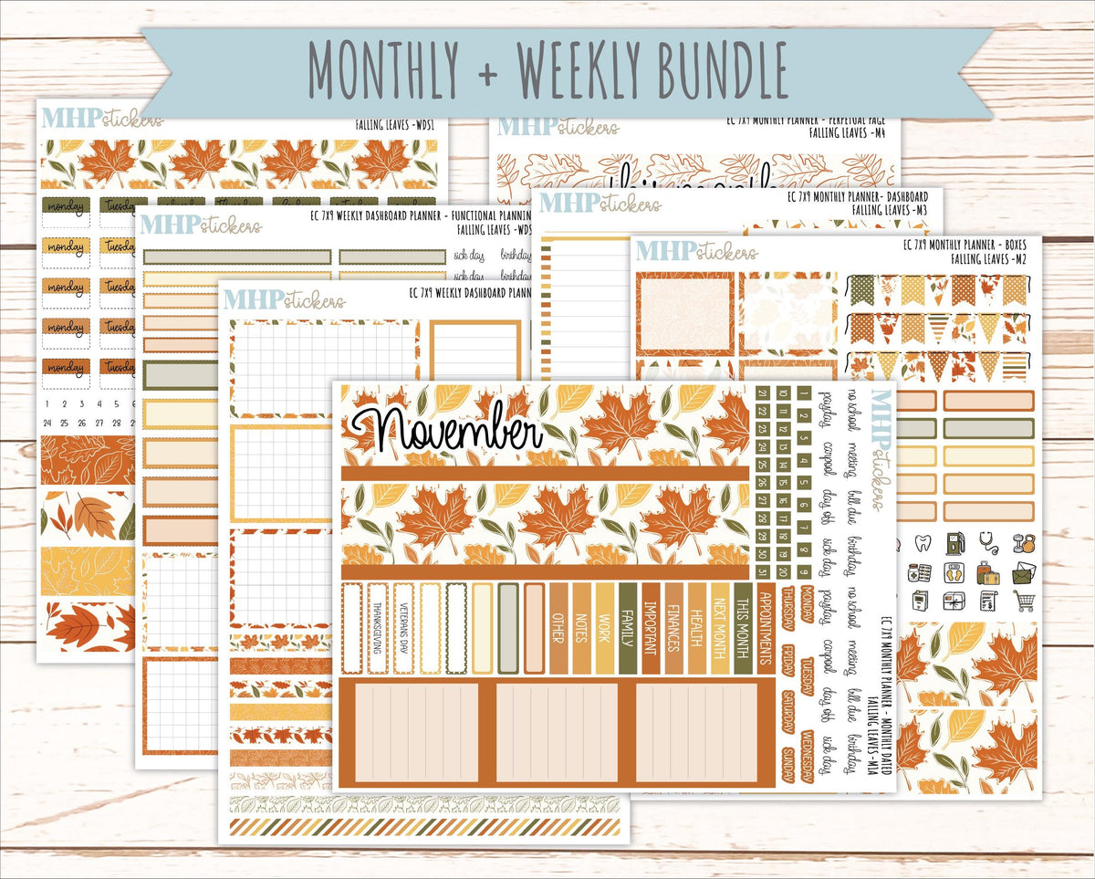NOVEMBER Weekly Dashboard Kit for 7x9 Erin Condren Planners. 2026 Collection "Falling Leaves" || ECWDS