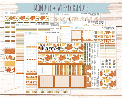 NOVEMBER Weekly Dashboard Kit for 7x9 Erin Condren Planners. 2026 Collection "Falling Leaves" || ECWDS