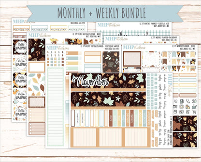 NOVEMBER Weekly Vertical Kits for 7x9 Erin Condren Planners. 2026 Collection "Nuts About Fall" || ECWV