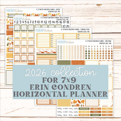 NOVEMBER Weekly Horizontal Planning Kit for 7x9 Erin Condren Planners. 2026 Collection "Falling Leaves" || ECWH