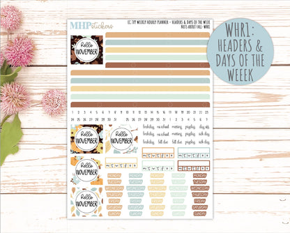 NOVEMBER Weekly Hourly Planning Kits for 7x9 Erin Condren Planners. 2026 Collection "Nuts About Fall" || ECWHR