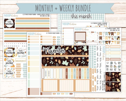 NOVEMBER Weekly Hourly Planning Kits for 7x9 Erin Condren Planners. 2026 Collection "Nuts About Fall" || ECWHR