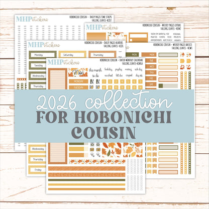 NOVEMBER 2026 Stickers for Hobonichi Cousin. A5 Planners "Falling Leaves" || HC