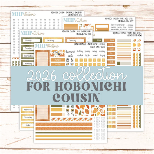 NOVEMBER 2026 Stickers for Hobonichi Cousin. A5 Planners "Falling Leaves" || HC