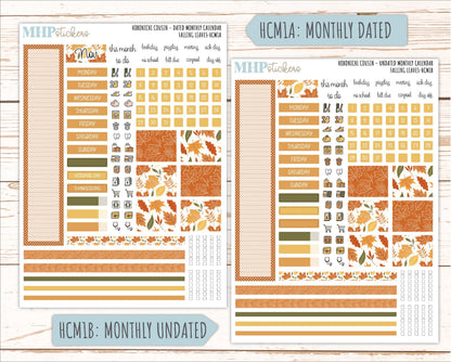 NOVEMBER 2026 Stickers for Hobonichi Cousin. A5 Planners "Falling Leaves" || HC