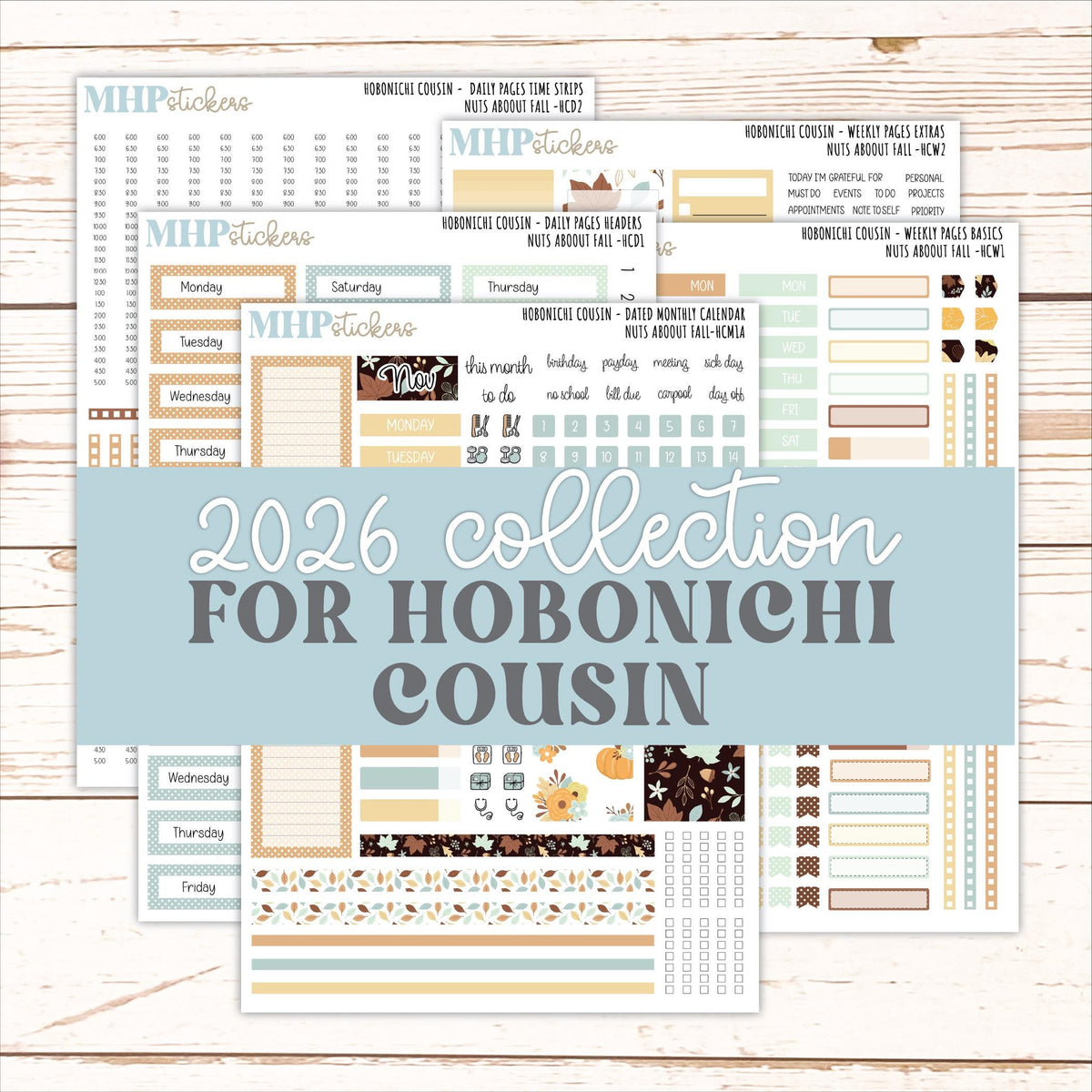 NOVEMBER 2026 Stickers for Hobonichi Cousin. A5 Planners "Nuts About Fall" || HC