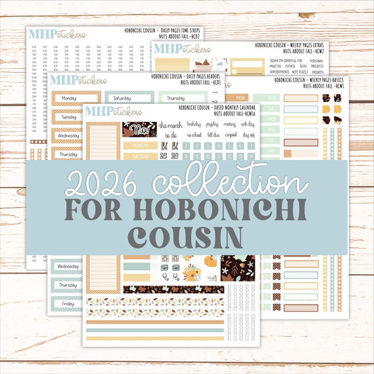 NOVEMBER 2026 Stickers for Hobonichi Cousin. A5 Planners "Nuts About Fall" || HC