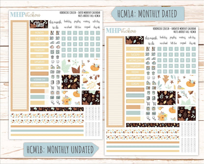 NOVEMBER 2026 Stickers for Hobonichi Cousin. A5 Planners "Nuts About Fall" || HC