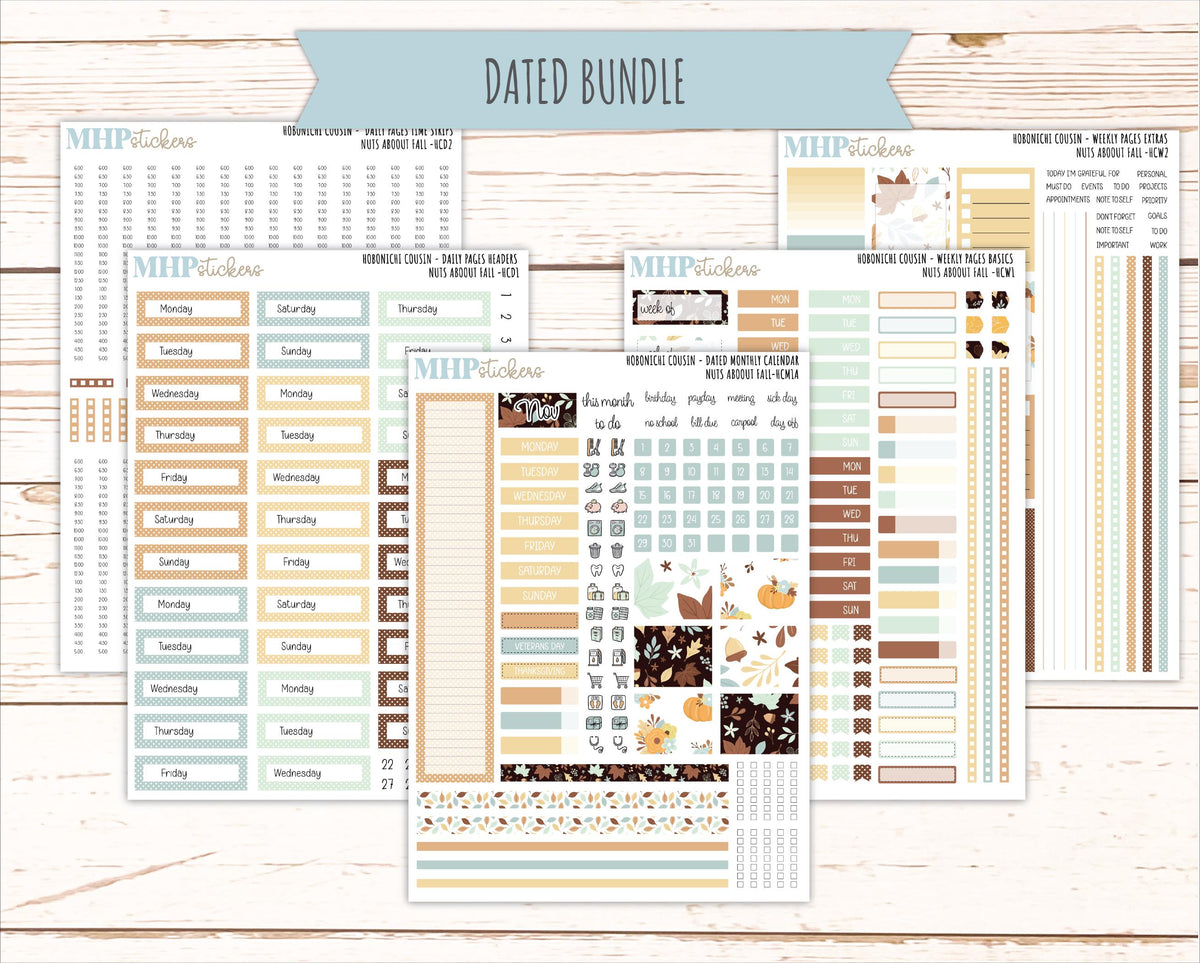 NOVEMBER 2026 Stickers for Hobonichi Cousin. A5 Planners "Nuts About Fall" || HC
