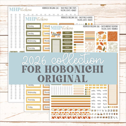 NOVEMBER 2026 Stickers for Hobonichi Techo Original. A6 Planners "Falling Leaves" || HO