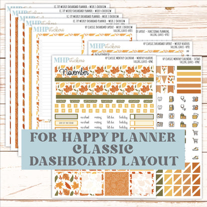 NOVEMBER Stickers for Happy Planner Classic Dashboard Layout. 2026 Collection. "Falling Leaves" || HPD