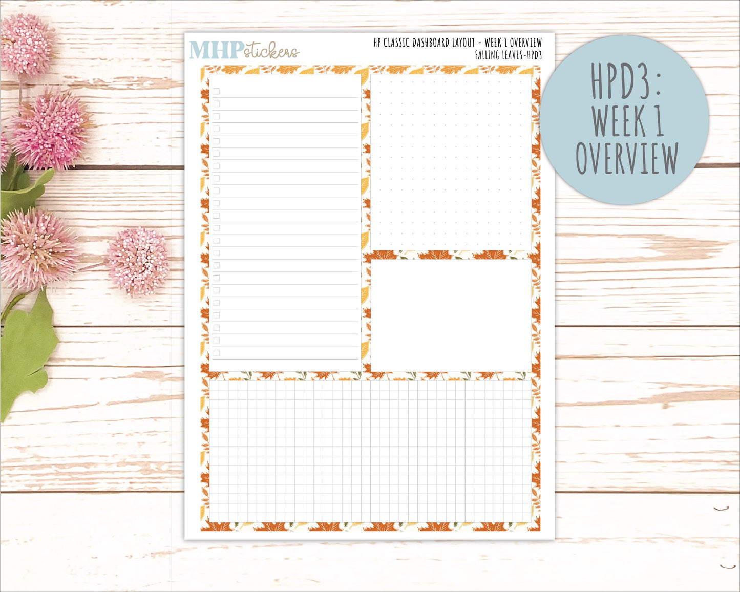 NOVEMBER Stickers for Happy Planner Classic Dashboard Layout. 2026 Collection. "Falling Leaves" || HPD