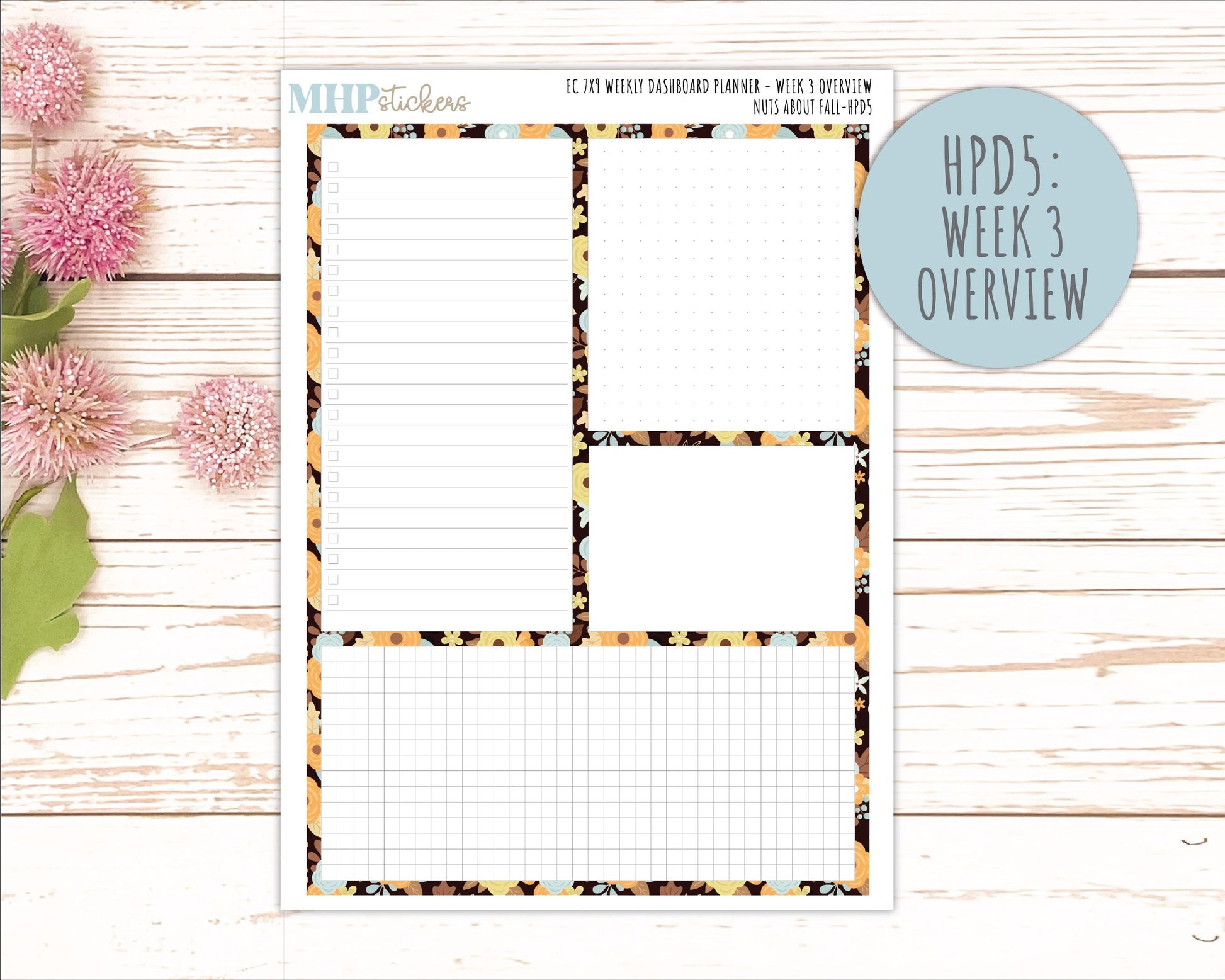 NOVEMBER Stickers for Happy Planner Classic Dashboard Layout. 2026 Collection. "Nuts About Fall || HPD