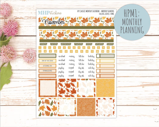 NOVEMBER Stickers for Happy Planner Classic Vertical Layout. 2026 Collection. "Falling Leaves" || HPV