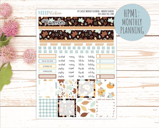 NOVEMBER Stickers for Happy Planner Classic Vertical Layout. 2026 Collection. "Nuts About Fall " || HPV