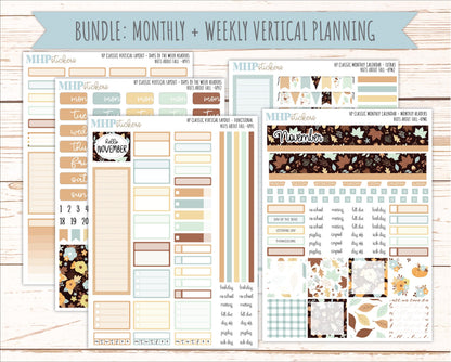NOVEMBER Stickers for Happy Planner Classic Vertical Layout. 2026 Collection. "Nuts About Fall " || HPV