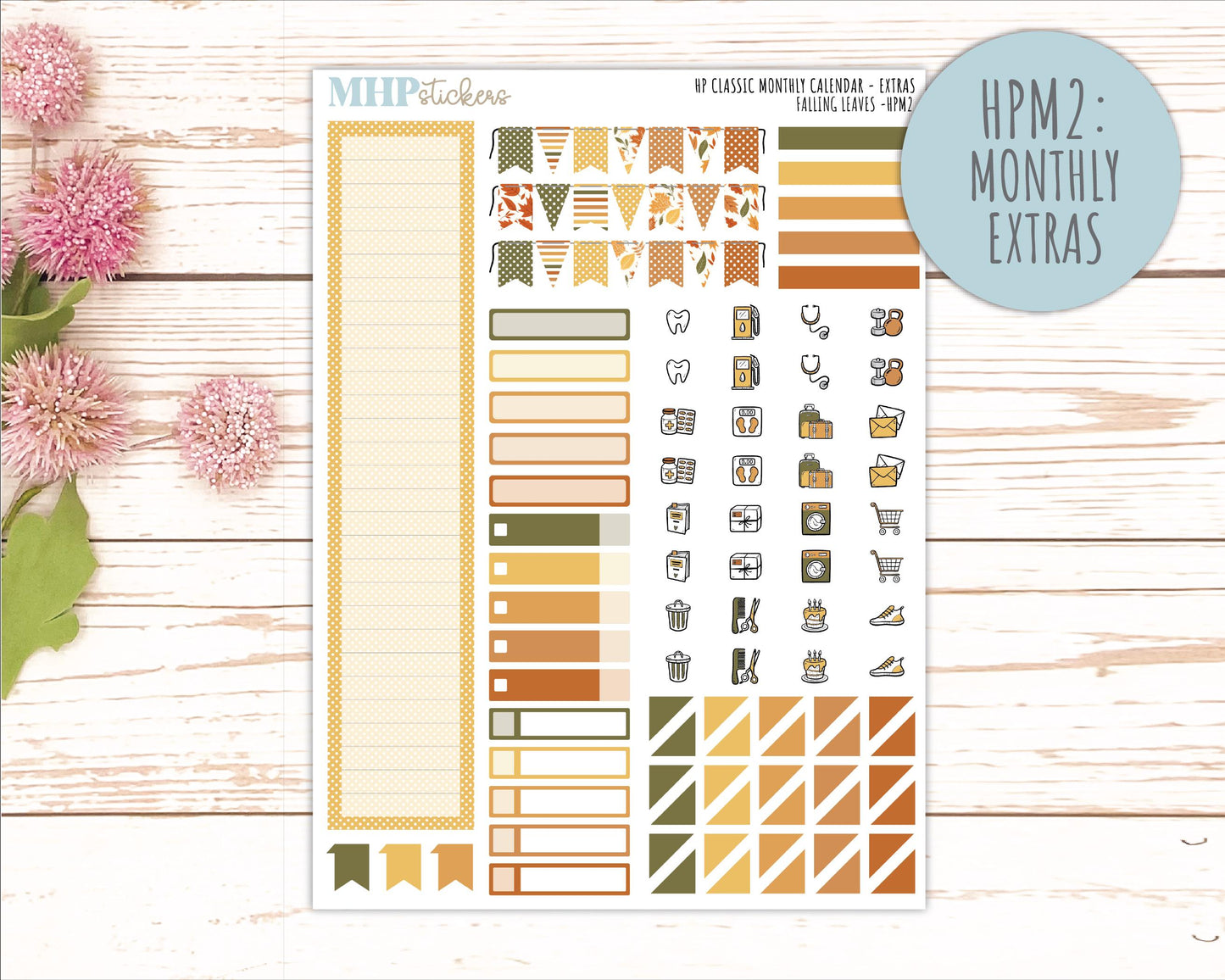 NOVEMBER Stickers for Happy Planner Classic Horizontal Layout. 2026 Collection. "Falling Leavest" || HPH