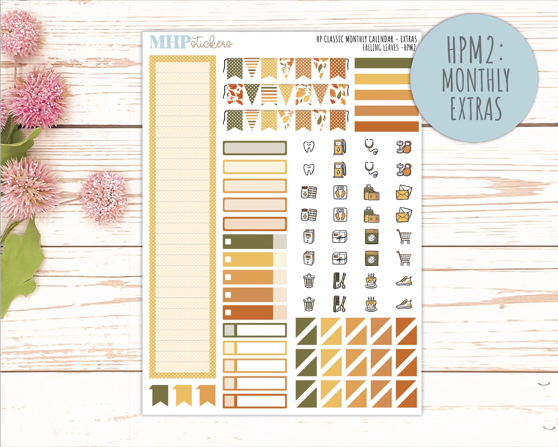 NOVEMBER Stickers for Happy Planner Classic Horizontal Layout. 2026 Collection. "Falling Leavest" || HPH