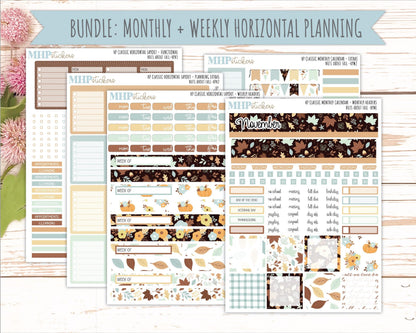 NOVEMBER Stickers for Happy Planner Classic Horizontal Layout. 2026 Collection. "Nuts About Fall" || HPH