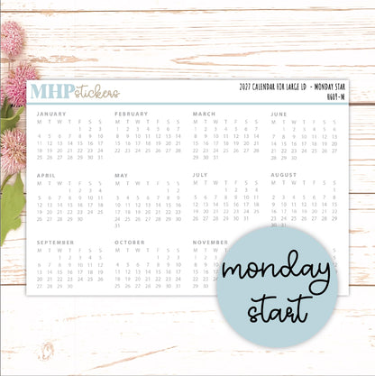 2027 Calendar Stickers for Large Laurel Denise Planners || H609