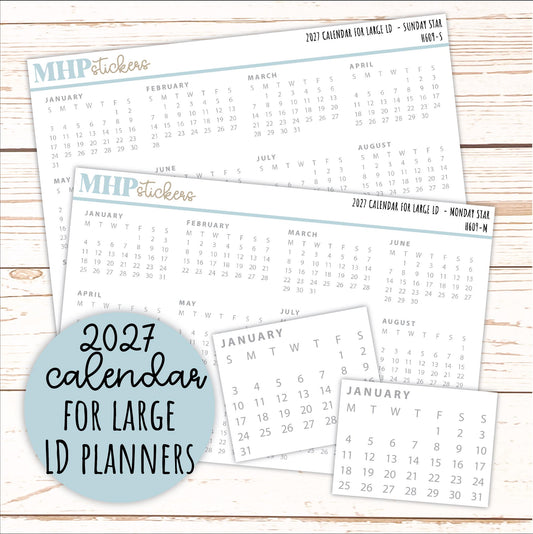 2027 Calendar Stickers for Large Laurel Denise Planners || H609