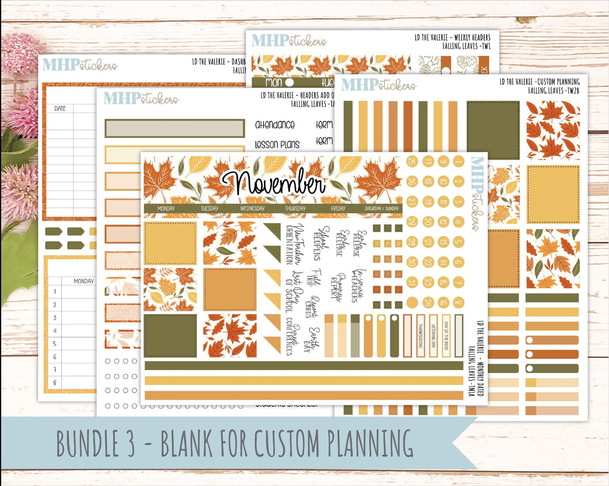 NOVEMBER Stickers for The Valerie Laurel Denise Planner "Falling Leaves" || TC