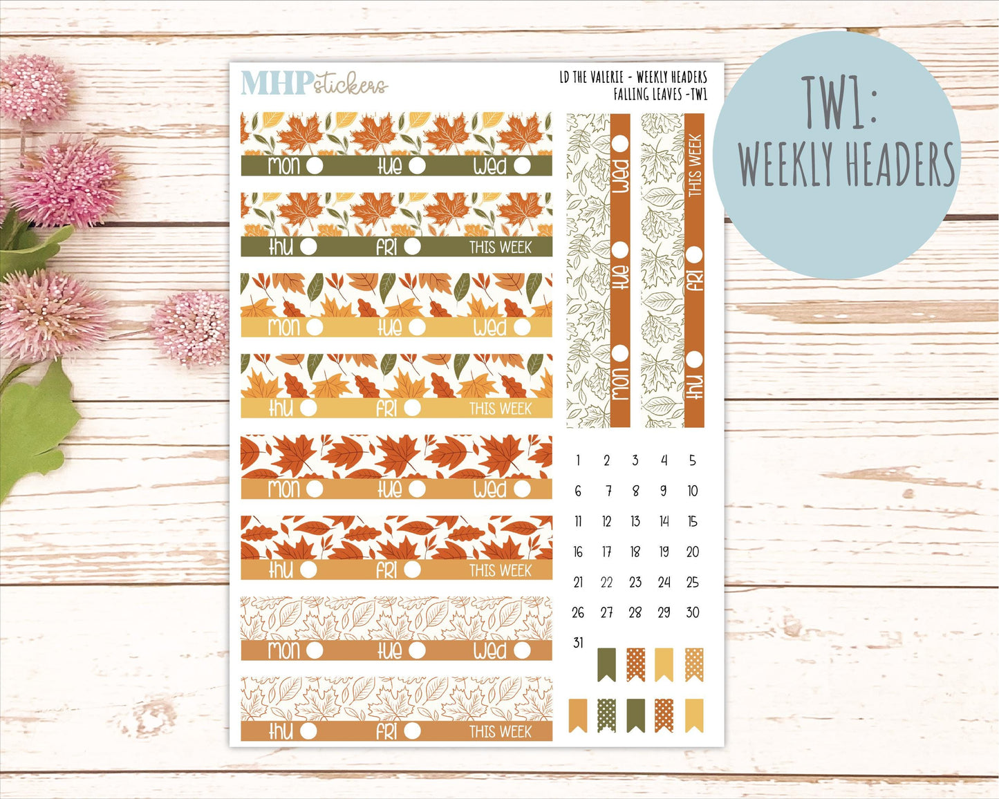 NOVEMBER Stickers for The Valerie Laurel Denise Planner "Falling Leaves" || TC