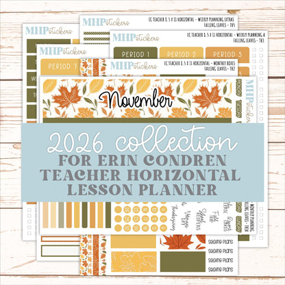 NOVEMBER Stickers for EC Teacher Lesson Planner - Horizontal Layout. 2026 Collection "Falling Leaves" || ECTH