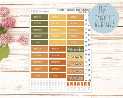 NOVEMBER Stickers for EC Teacher Lesson Planner - Horizontal Layout. 2026 Collection "Falling Leaves" || ECTH