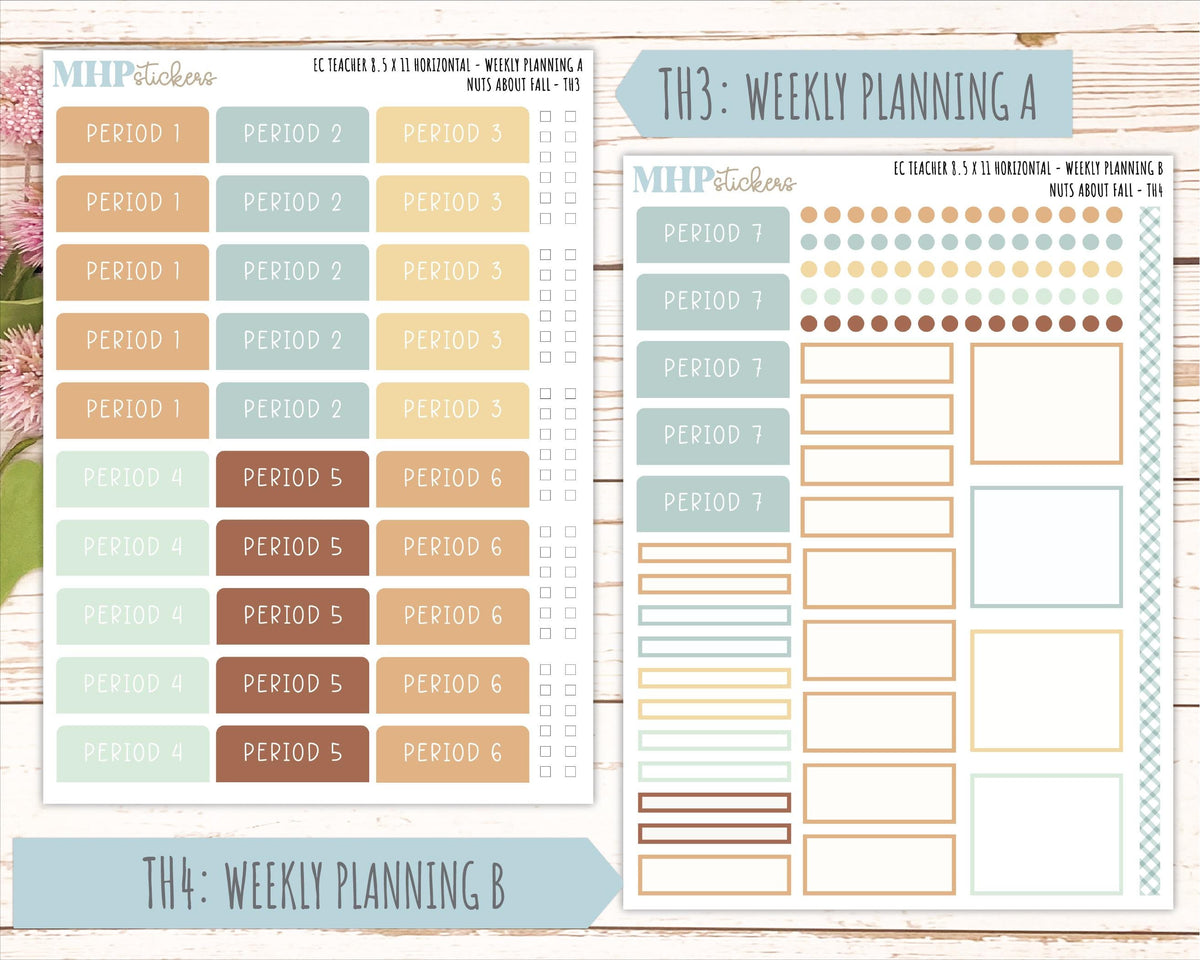 NOVEMBER Stickers for EC Teacher Lesson Planner - Horizontal Layout. 2026 Collection "Nuts About Fall" || ECTH
