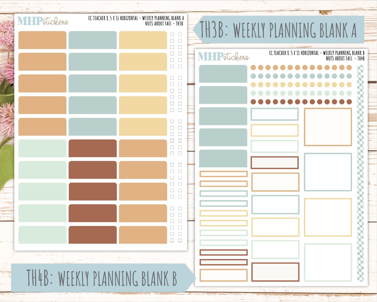 NOVEMBER Stickers for EC Teacher Lesson Planner - Horizontal Layout. 2026 Collection "Nuts About Fall" || ECTH