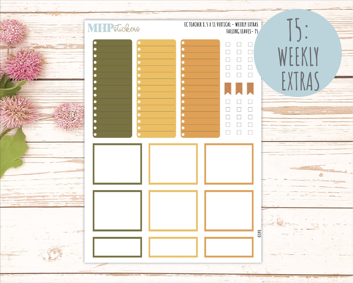 NOVEMBER Stickers for EC Teacher Lesson Planner - Vertical Layout. 2026 Collection "Falling Leaves" || ECTV