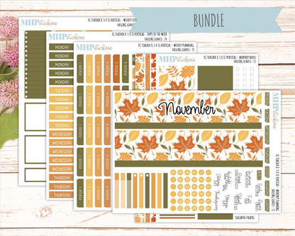 NOVEMBER Stickers for EC Teacher Lesson Planner - Vertical Layout. 2026 Collection "Falling Leaves" || ECTV
