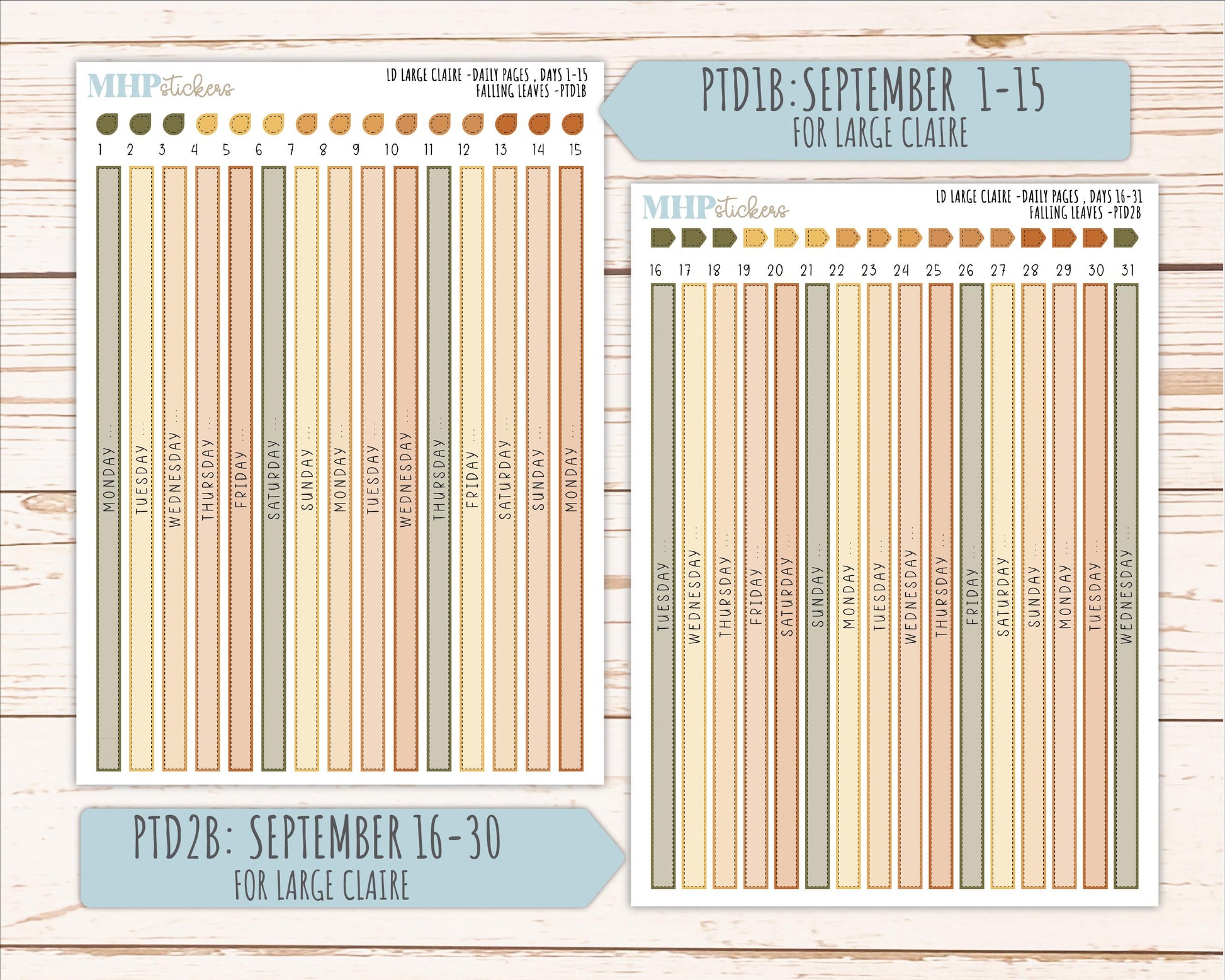 NOVEMBER 2026 Stickers for the Large Scout, Large Claire, and Large Luna Laurel Denise Planners "Falling Leaves" || PT