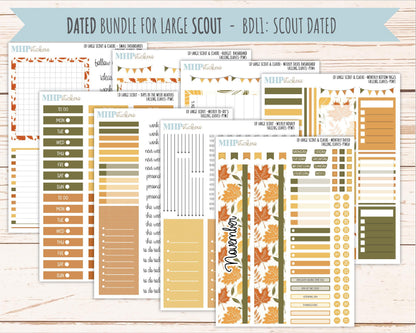 NOVEMBER 2026 Stickers for the Large Scout, Large Claire, and Large Luna Laurel Denise Planners "Falling Leaves" || PT