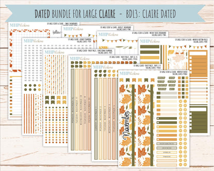 NOVEMBER 2026 Stickers for the Large Scout, Large Claire, and Large Luna Laurel Denise Planners "Falling Leaves" || PT