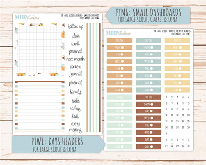 NOVEMBER 2026 Stickers for the Large Scout, Large Claire, and Large Luna Laurel Denise Planners "Nuts About Fall" || PT
