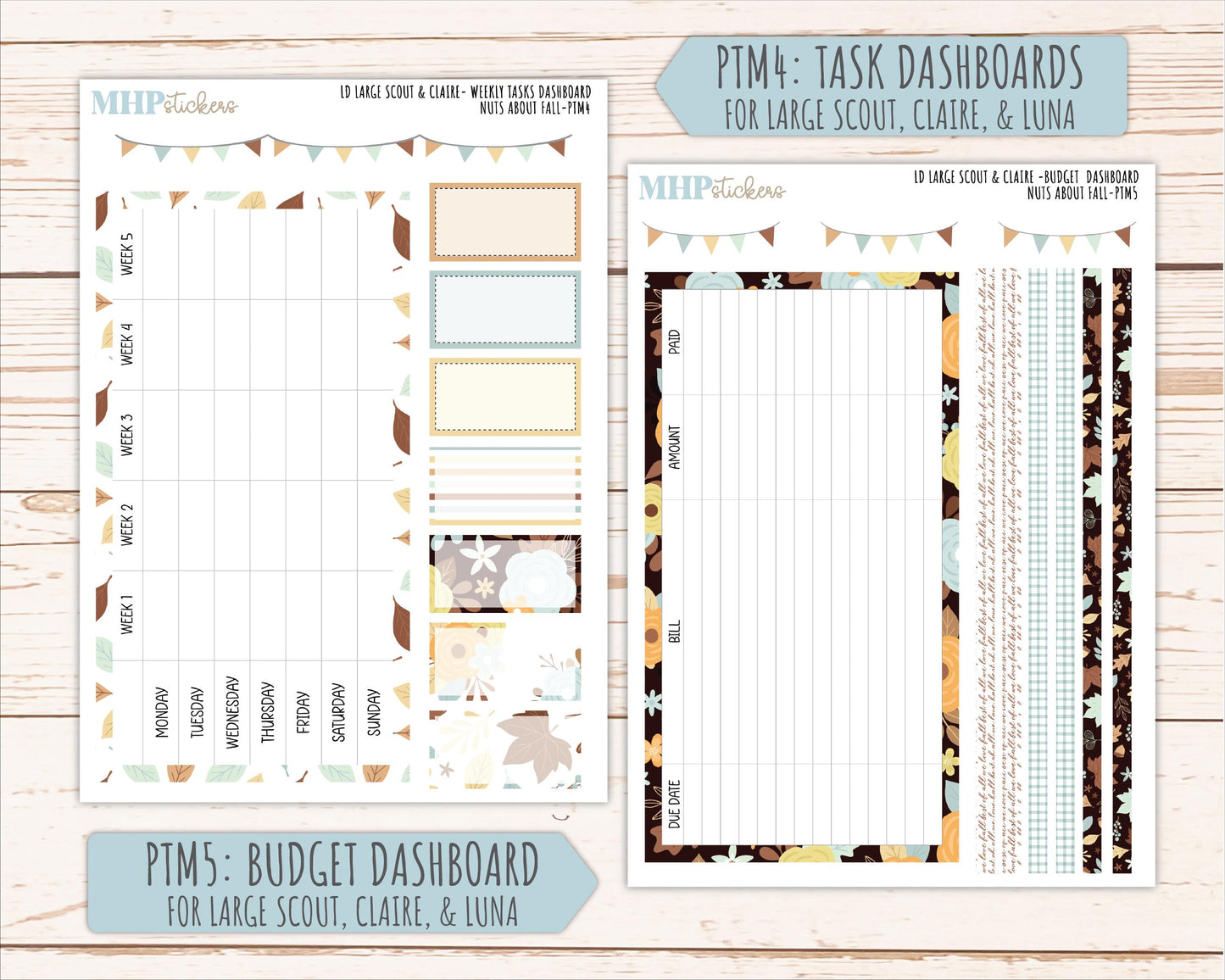 NOVEMBER 2026 Stickers for the Large Scout, Large Claire, and Large Luna Laurel Denise Planners "Nuts About Fall" || PT
