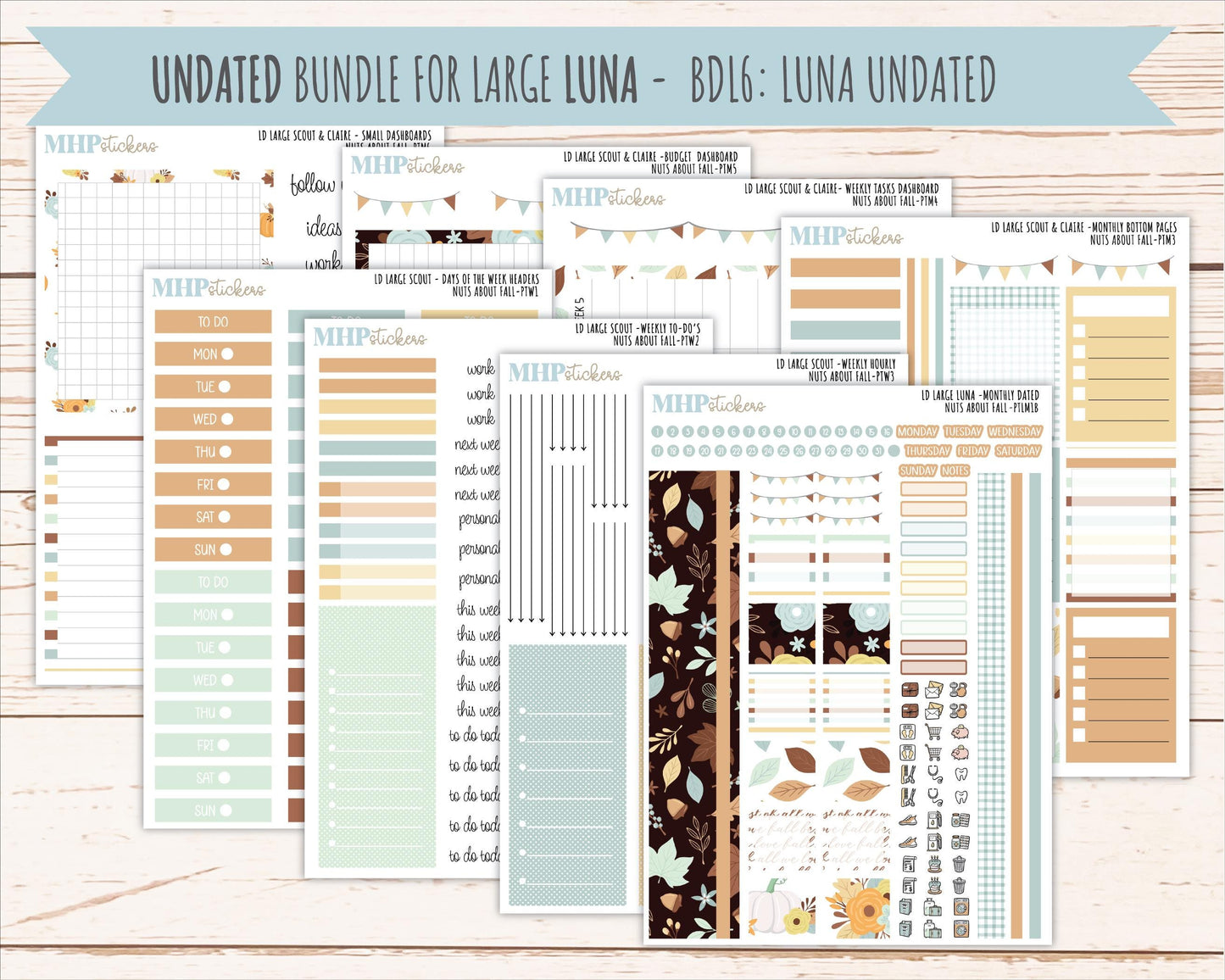 NOVEMBER 2026 Stickers for the Large Scout, Large Claire, and Large Luna Laurel Denise Planners "Nuts About Fall" || PT
