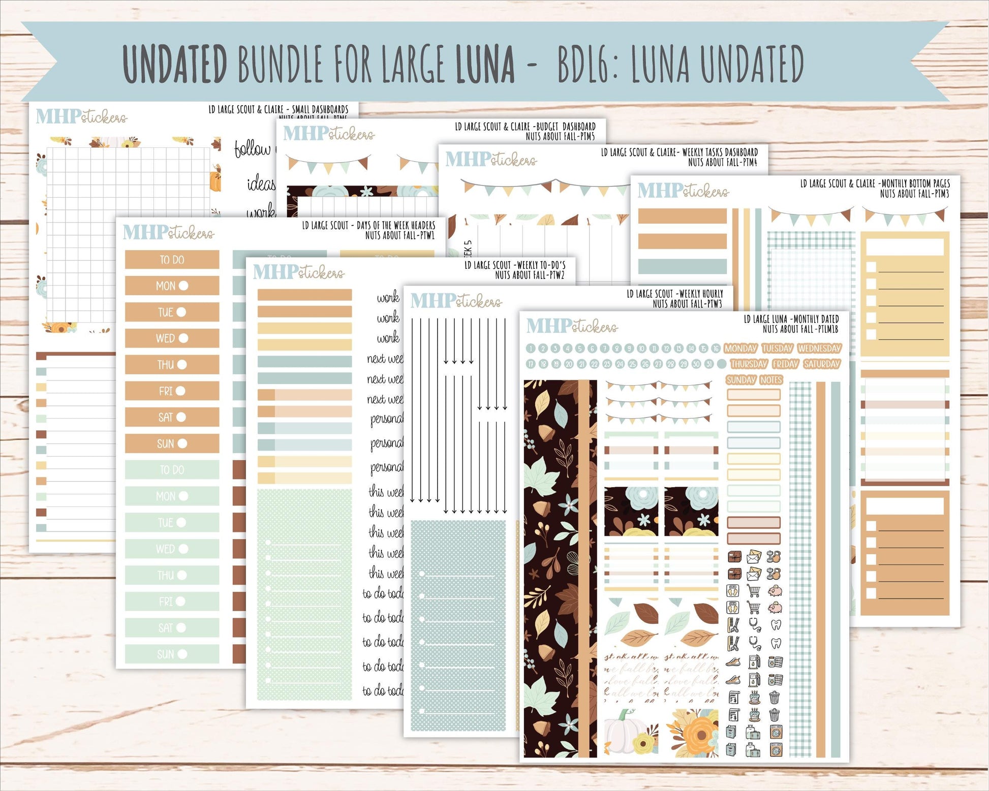 NOVEMBER 2026 Stickers for the Large Scout, Large Claire, and Large Luna Laurel Denise Planners "Nuts About Fall" || PT