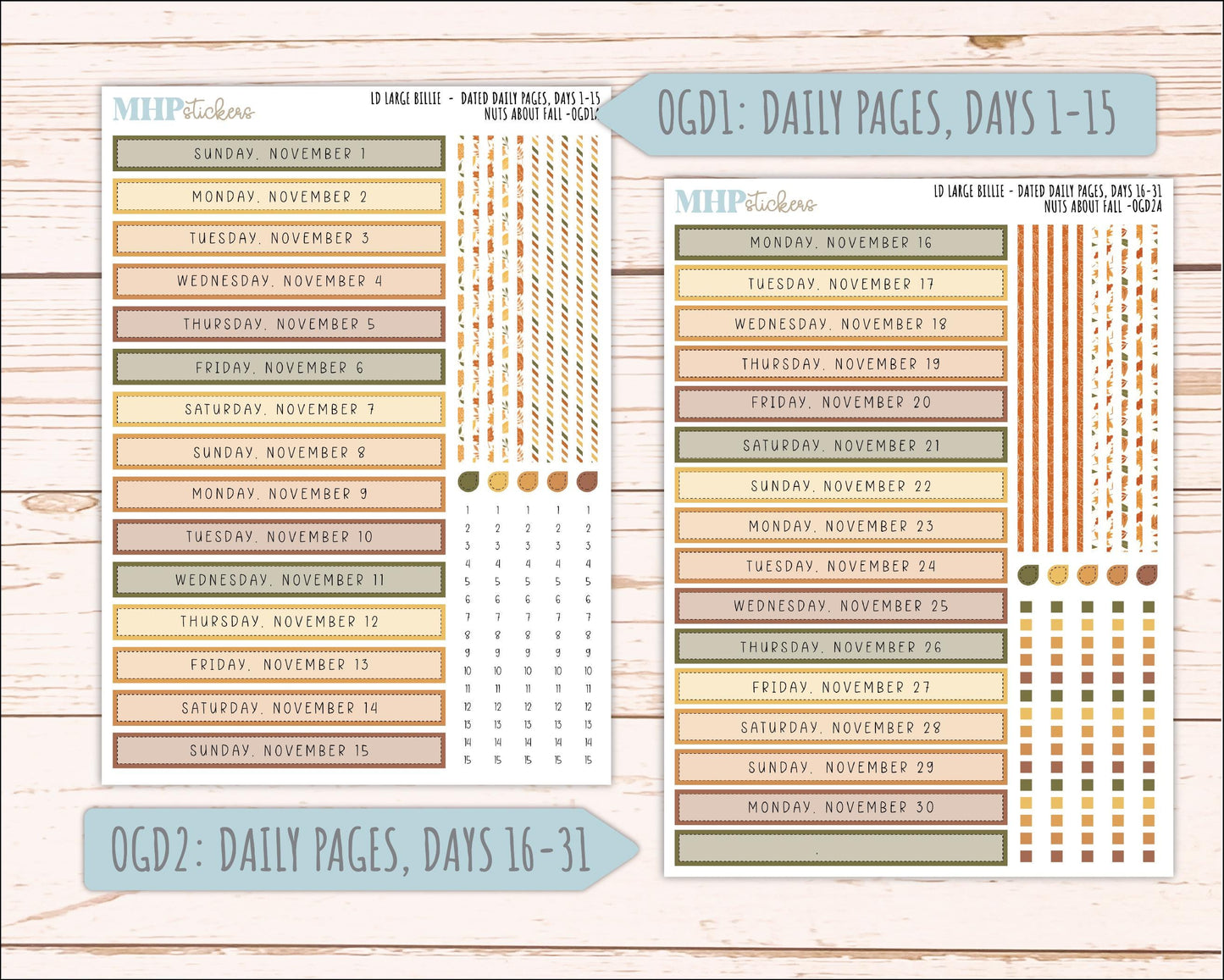 NOVEMBER 2026 Stickers for Large Nancy, Anne, & Billie Planners. Laurel Denise Planners. "Falling Leaves" || OG