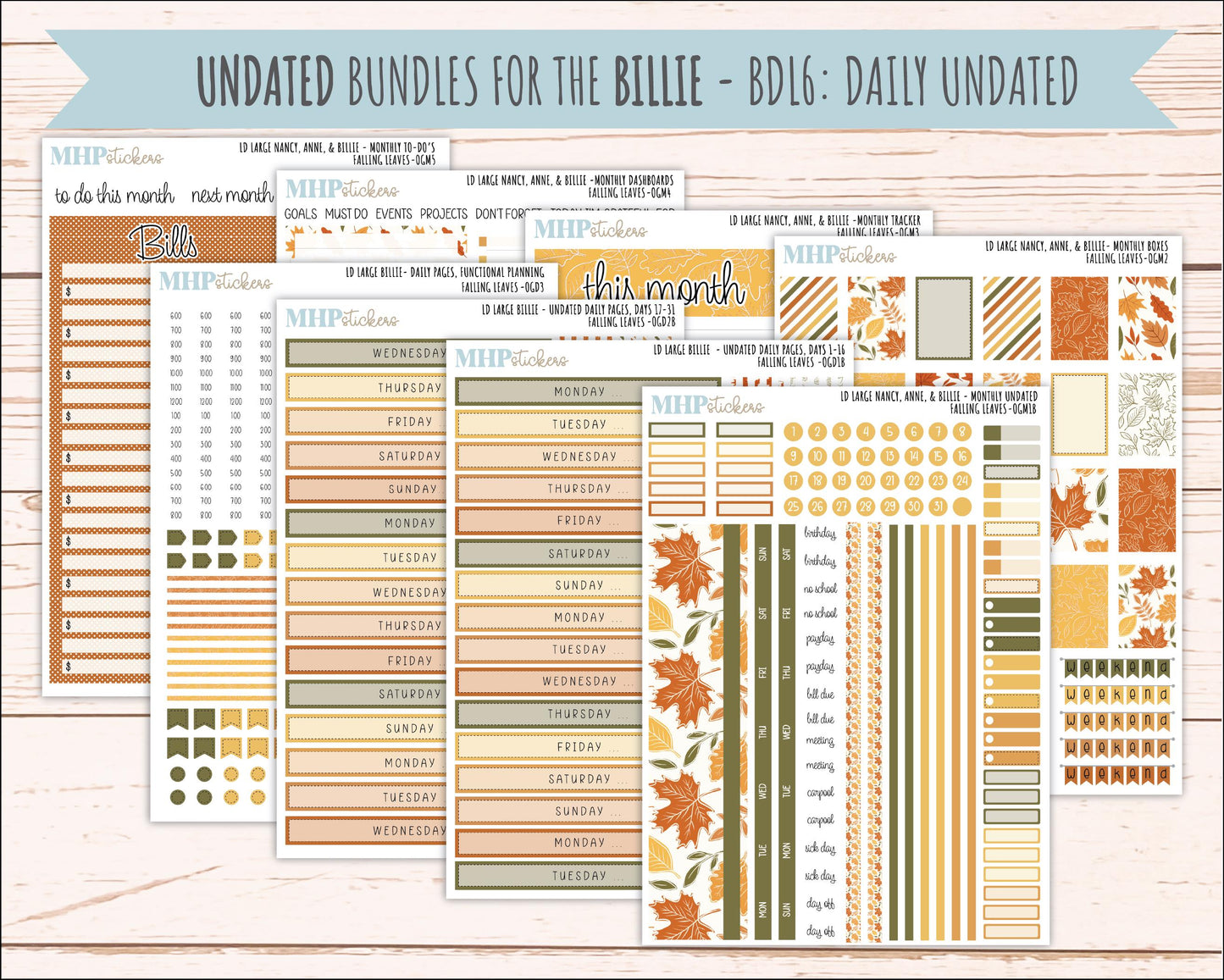 NOVEMBER 2026 Stickers for Large Nancy, Anne, & Billie Planners. Laurel Denise Planners. "Falling Leaves" || OG