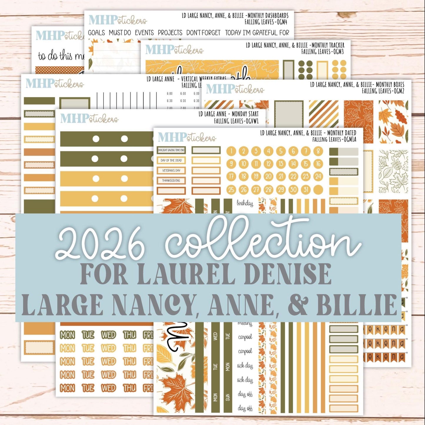NOVEMBER 2026 Stickers for Large Nancy, Anne, & Billie Planners. Laurel Denise Planners. "Falling Leaves" || OG
